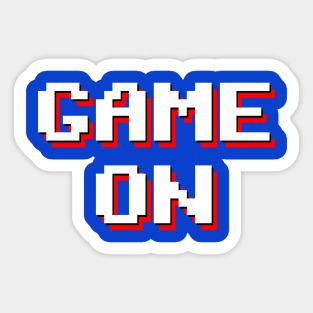 Pixelated Game On in blue background Sticker